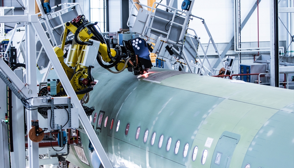 Perforaci�n del fuselaje con tecnolog�a Aritex. Foto: Airbus