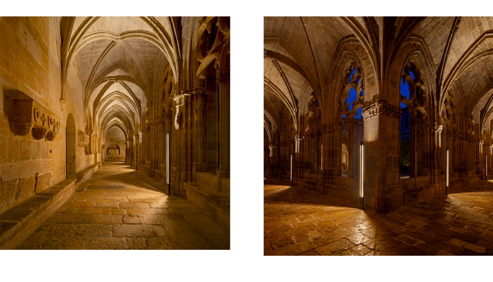 La iluminaci�n acompa�a el recorrido nocturno y permite apreciar la arquitectura g�tica del claustro sin alterar su atm�sfera original...