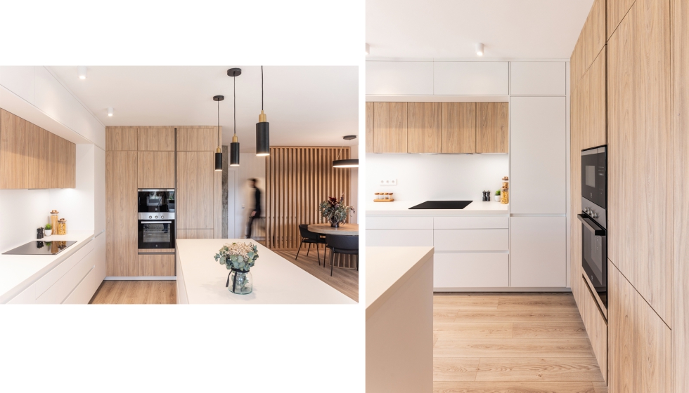 El sistema se organiza mediante una composici�n equilibrada de muebles altos y bajos que integran las zonas de trabajo �fregadero y cocci�n� junto a...