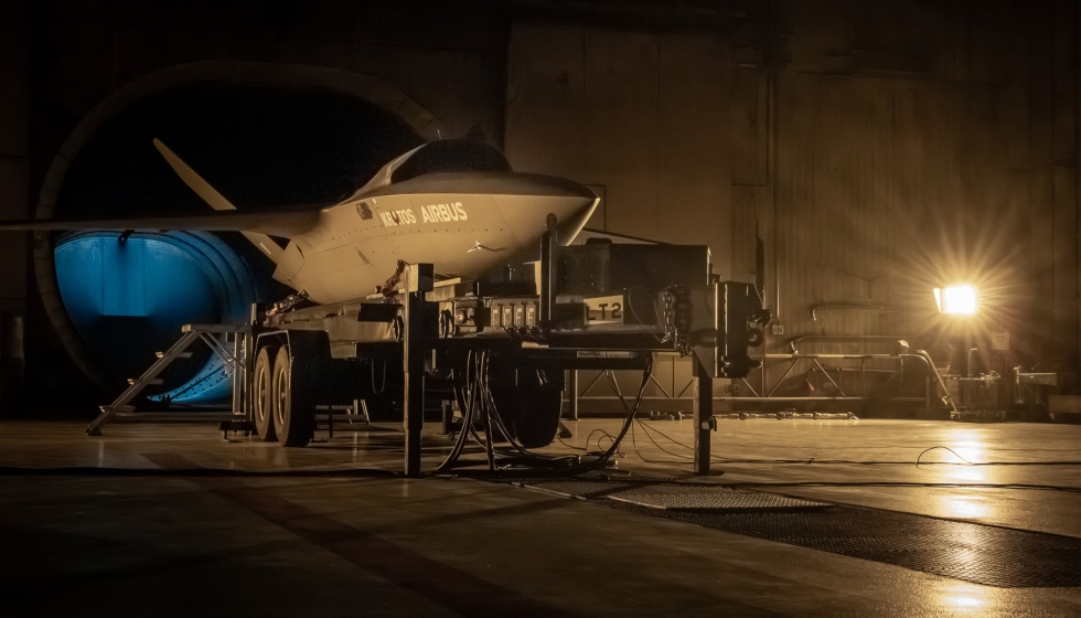 Uno de los aviones no tripulados Valkyrie preparado por Airbus en Manching para su primer vuelo con sistema de misi�n europeo...