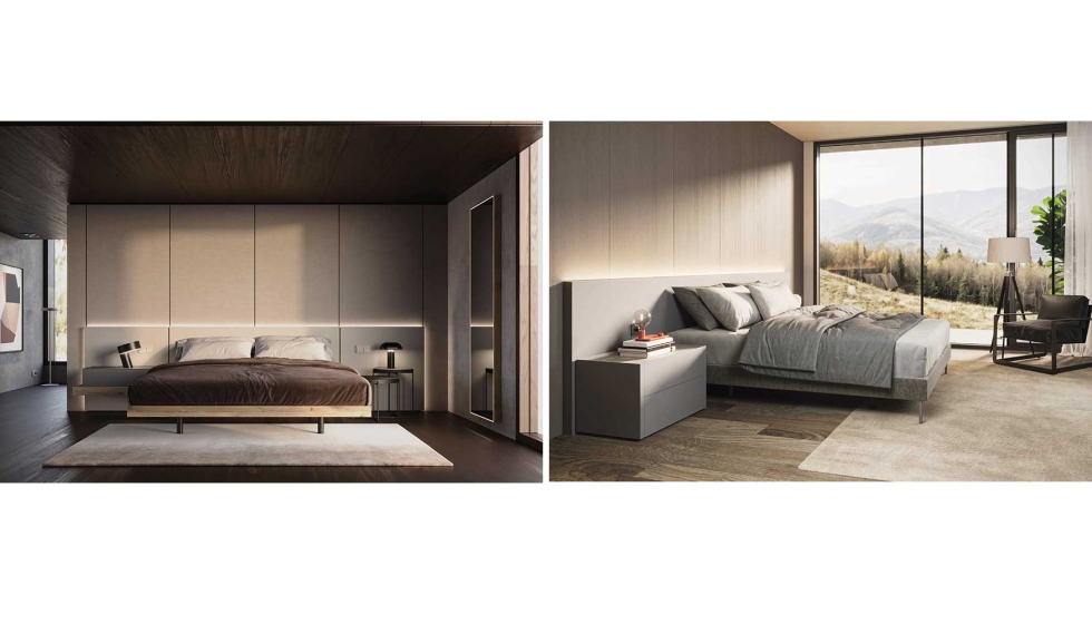 La cama y el cabezal AD trasladan al dormitorio el lenguaje arquitect�nico de la colecci�n hom�nima de Day Collection con l�neas limpias...