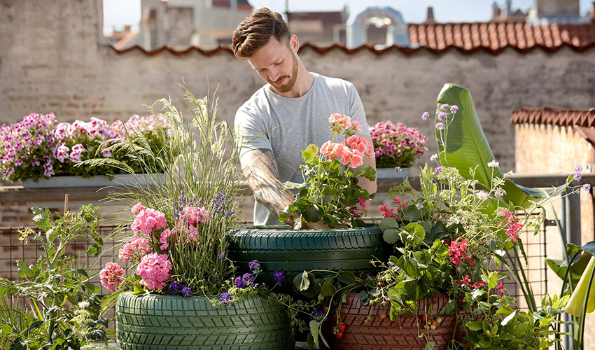 El geranio se reinventa esta primavera y pasa de la maceta cl�sica a protagonizar ramos, centros y decoraciones creativas al aire libre...