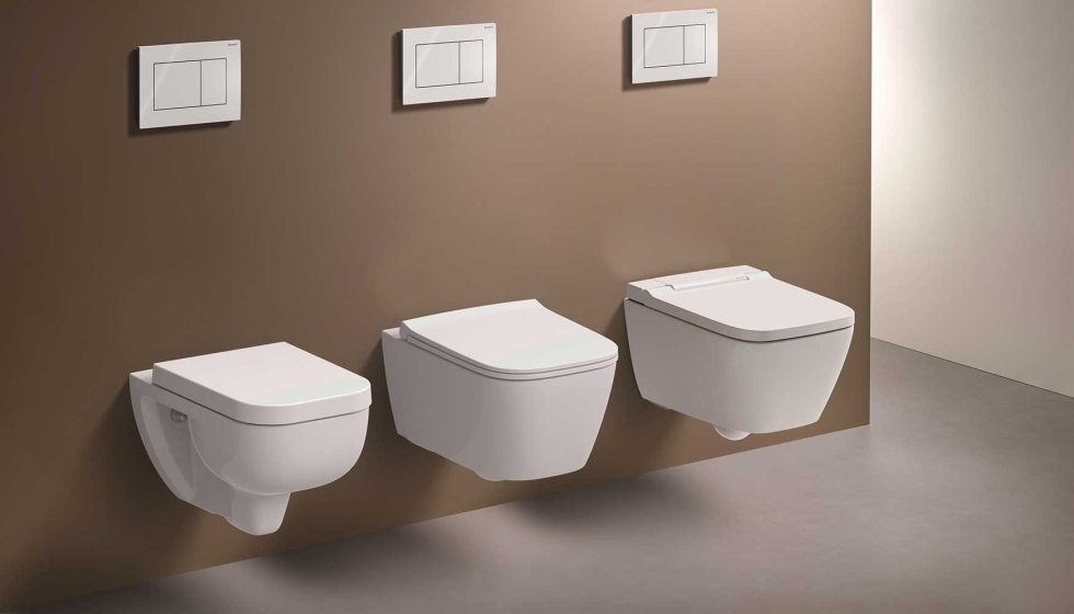 Los nuevos inodoros cuadrados presentan un dise�o interior asim�trico que gu�a el agua a trav�s de la porcelana sin reborde...