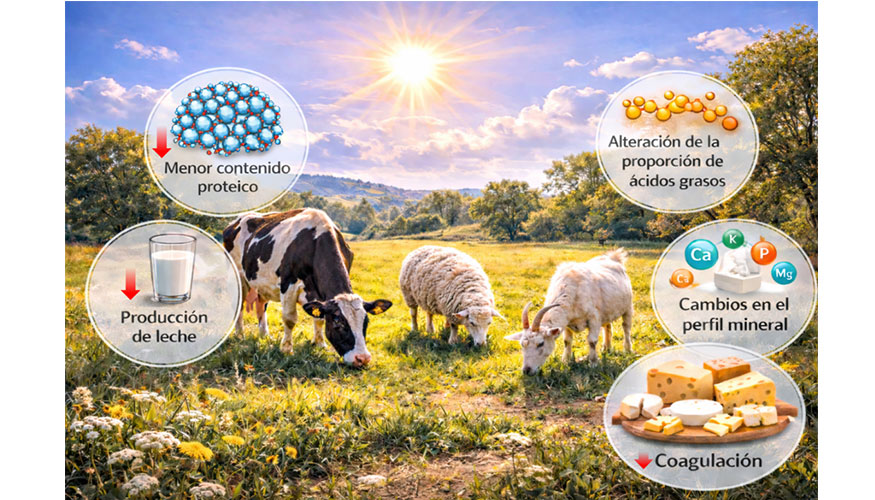 Figura 1. Efecto del estr�s t�rmico en la producci�n, composici�n y propiedades tecnol�gicas de la leche