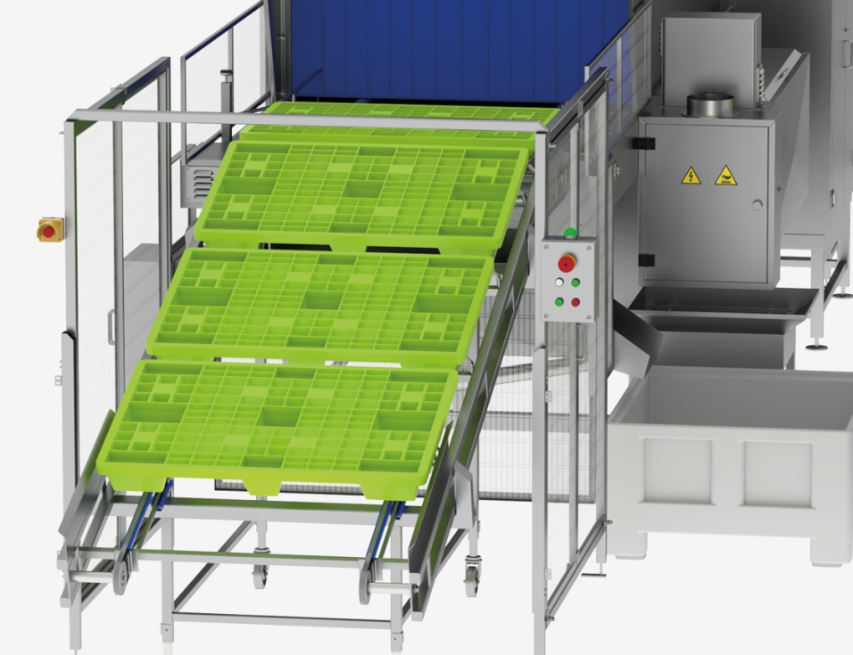 Equipo de lavado para palots y palets, con adaptaci�n del proceso seg�n el tipo de producto y orientado a producciones medianas y grandes...