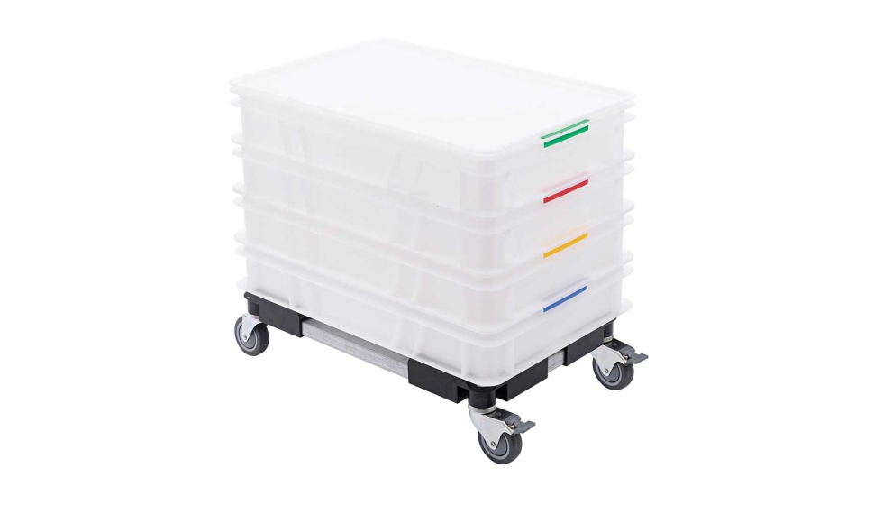 Plataforma extensible con ruedas de Araven, para el transporte de cubetas