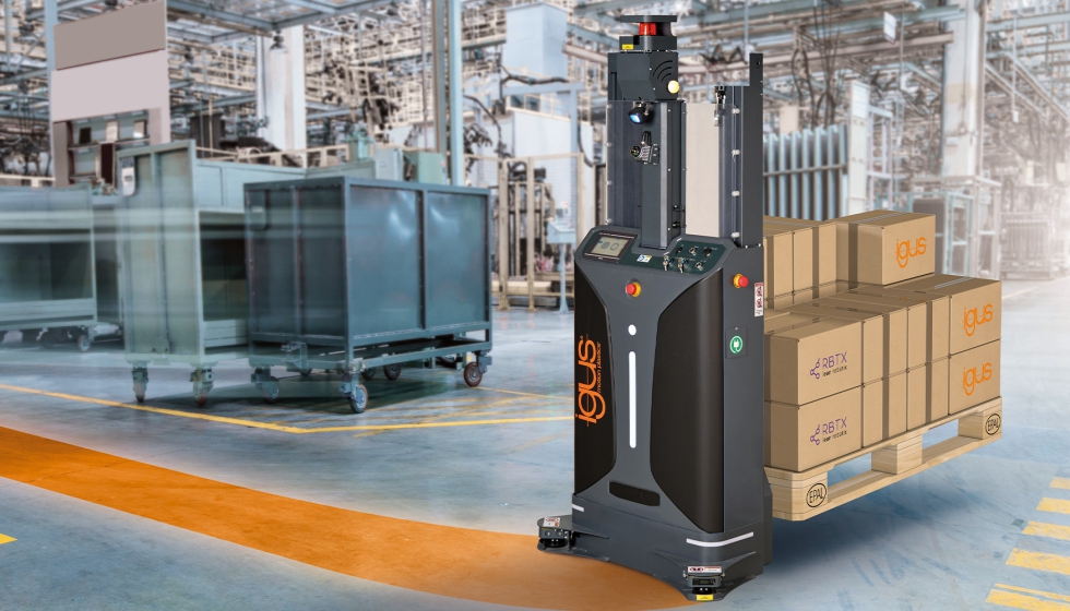 El Rebel Pallet Mover de Igus realiza tareas de carretilla elevadora de forma aut�noma. Foto: Igus SE & Co. KG