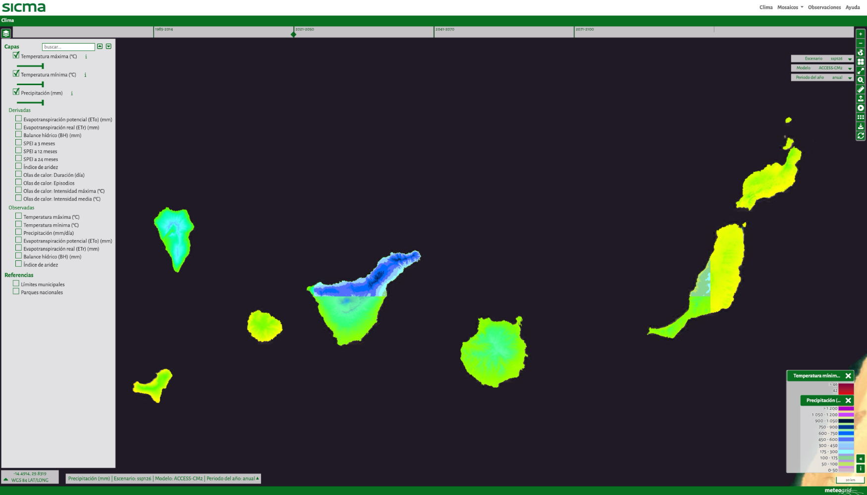 Vista de la herramienta premiada SICMA-Canarias en el portal https://canarias.sicma.red/