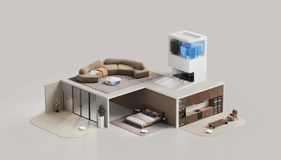 Dep�sito de agua de gran capacidad para limpiar toda la habitaci�n