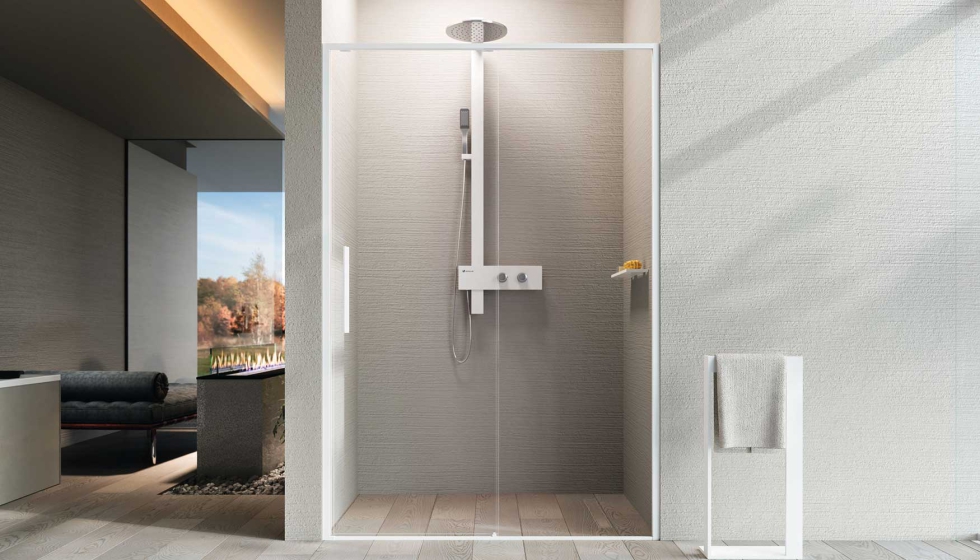 Mampara Riga con puerta corredera acabado blanco mate