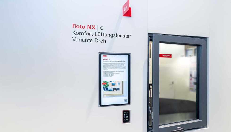 Sistema Roto NX con manilla alargada situada en el perfil inferior de la hoja, para facilitar su accionamiento