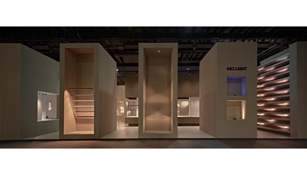 Imagen del espectacular stand de MCI en Light + Building 2026 que ha sido dise�ado por el arquitecto Francesc Rif�