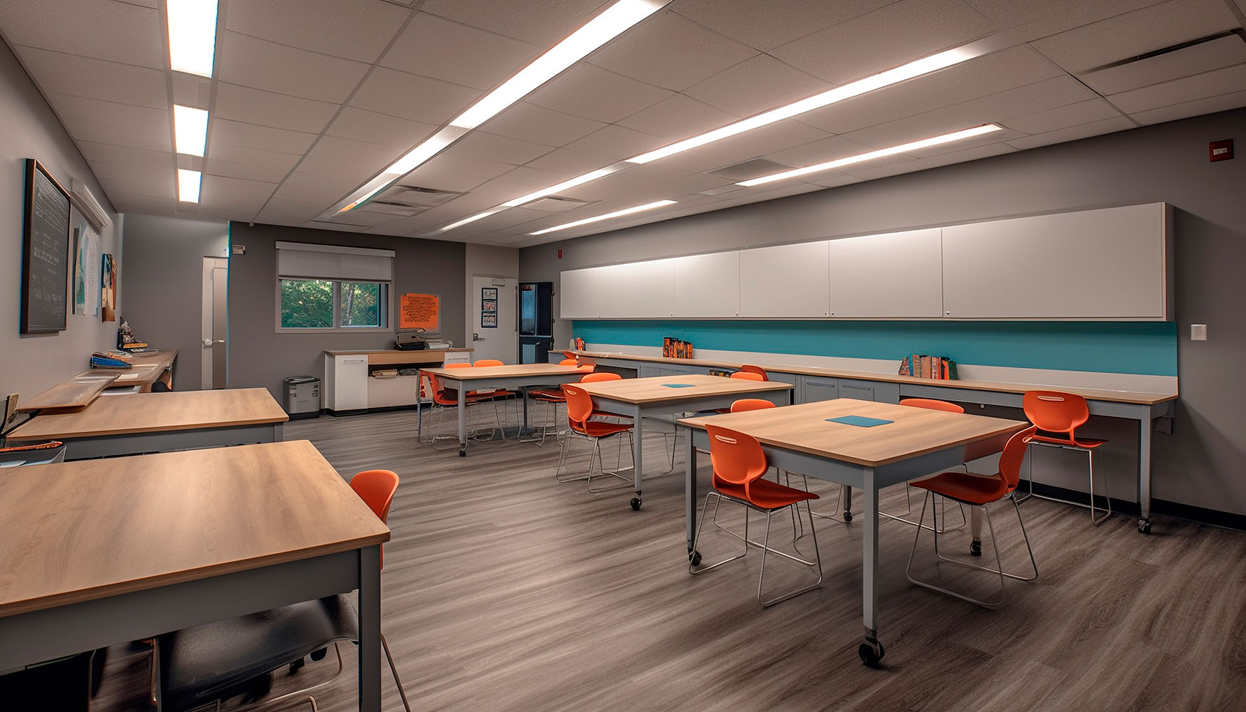 El mobiliario adaptable facilita la transici�n entre distintos modelos pedag�gicos, desde el trabajo individual hasta el colaborativo...