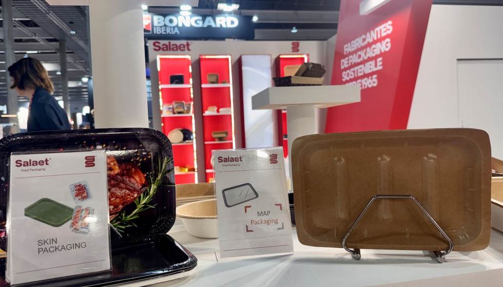 Detalle de bandejas y soluciones de envasado presentadas por Salaet en la feria Alimentaria