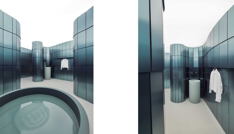 El proyecto se desarrolla como un espacio de ba�o de recorrido casi laber�ntico...