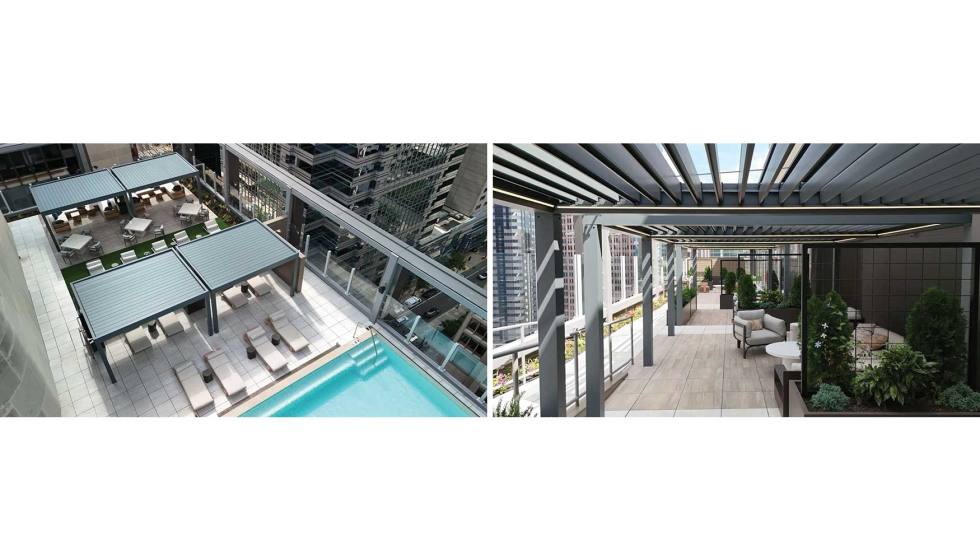 Edificio residencial en Filadelfia de alto standing que incorpora siete p�rgolas bioclim�ticas Altea en su cubierta...