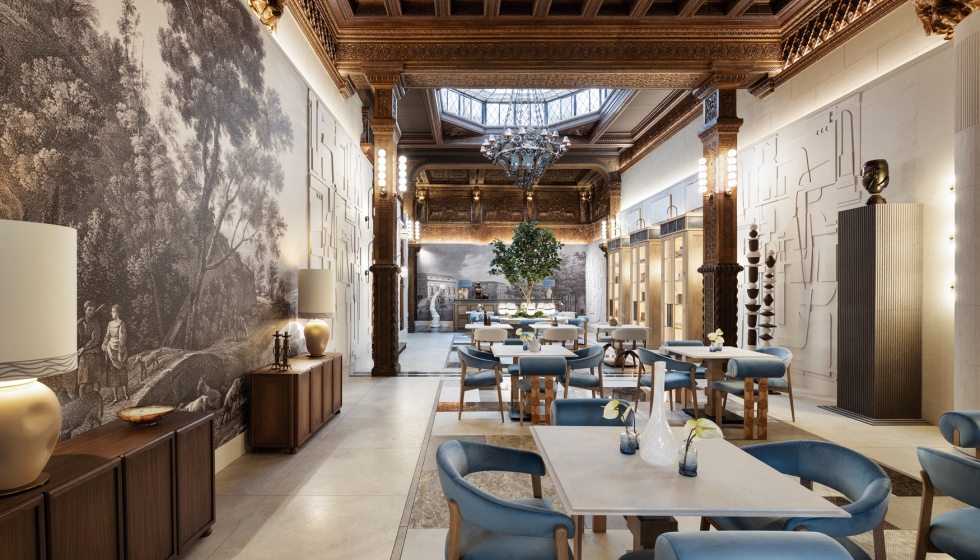 El interiorista Ra�l Martins ha transformado la antigua capilla desacralizada del hist�rico palacio de la calle San Agust�n en una sala restaurante...