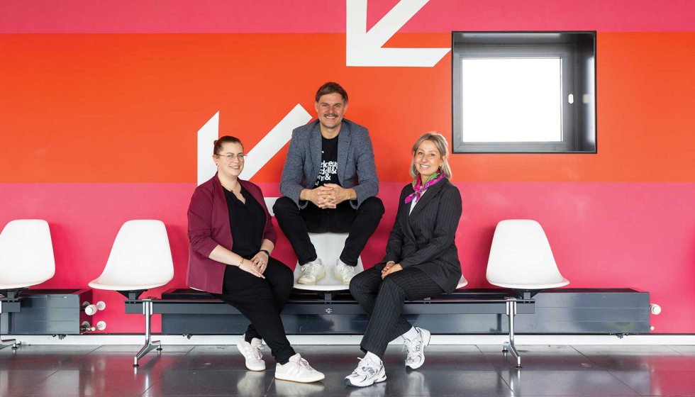 El equipo del proyecto Moulding Expo (de izquierda a derecha): Angela Stoll, Florian Niethammer, Fidan Caliskan. Foto: Frank Eppler / Messe Stuttgart...