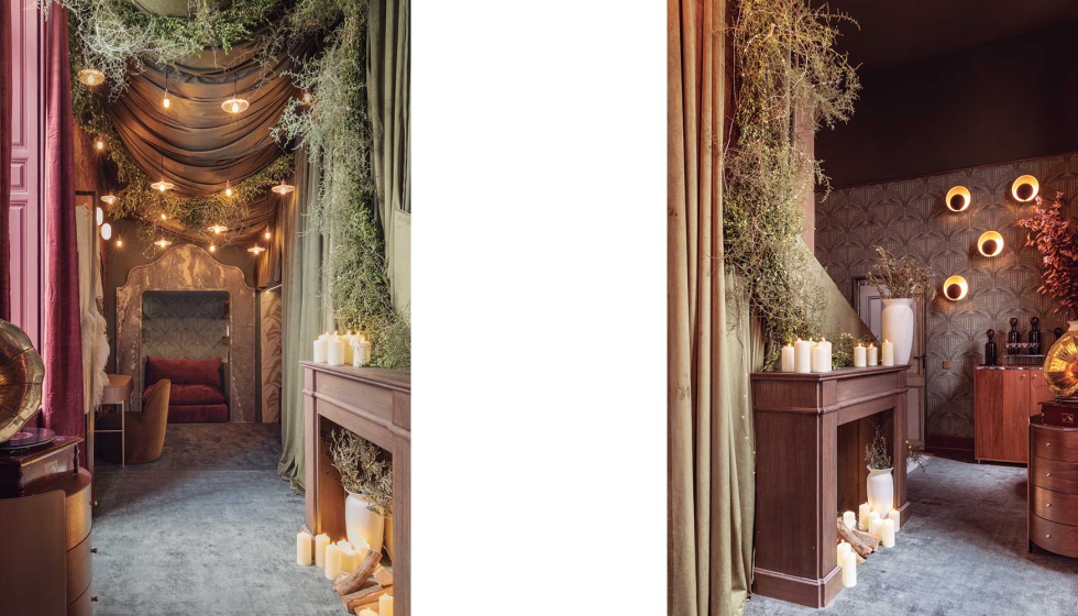 Camerino de inspiraci�n parisina donde destacan los colores burdeos y verde, dise�ado por Top Design Studio. Fotos: Jordi Canosa...