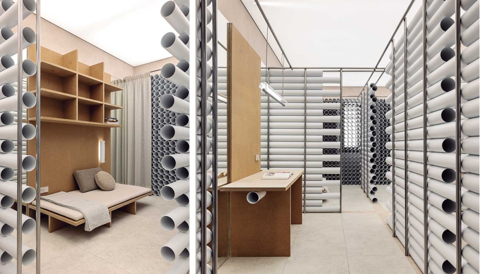 El ingenio de Zocco permite reconocer la distribuci�n de este espacio que recrea un apartamento minimalista. Fotos: Amador Toril...