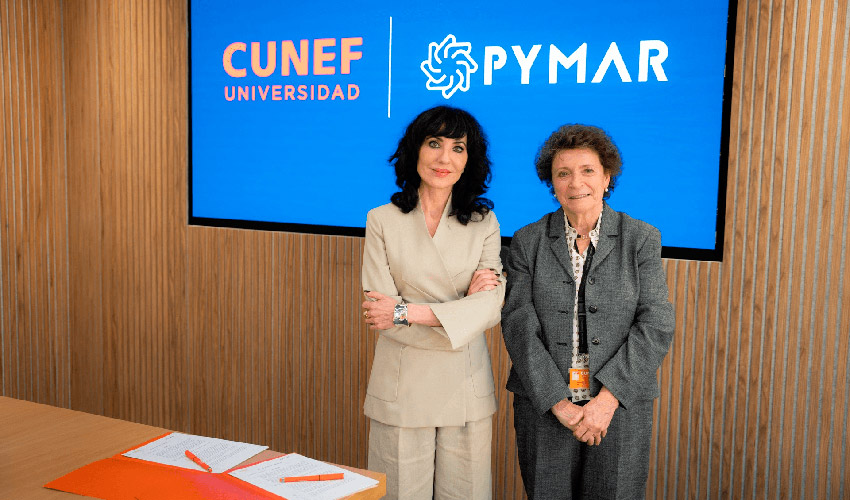 De izda a dcha: Almudena L�pez del Pozo, consejera delegada de PYMAR; y Ana I. Fern�ndez, rectora de CUNEF Universidad