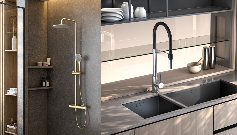 En el cat�logo, dentro del apartado de Grifer�a de Ba�o el nuevo monomando de lavabo, la columna de ducha serie Basik...