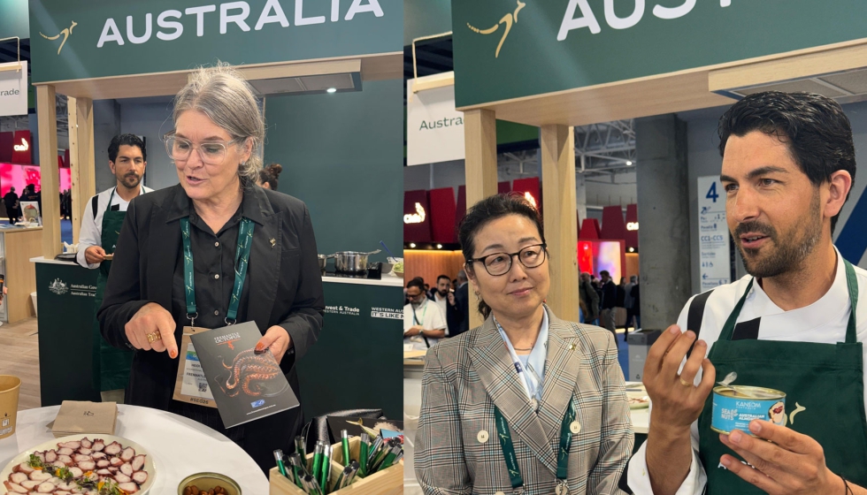 Heidi Woschnak, de Fremantle Octopus, nos present� su pulpo, que pudimos catar junto al de la firma Abrolhos...