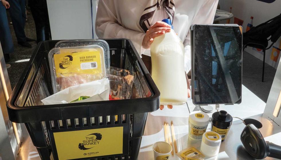 Cesta de la compra con envases sostenibles