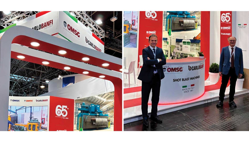 Stand de OMSG, donde mostraron sus soluciones en granallado entre otras