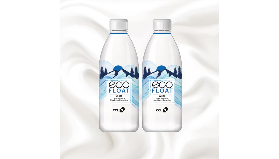 La opci�n EcoFloat White permite a los embotelladores cambiar de envases opacos de HDPE o PET a botellas de PET transparentes. Imagen: CCL Label...