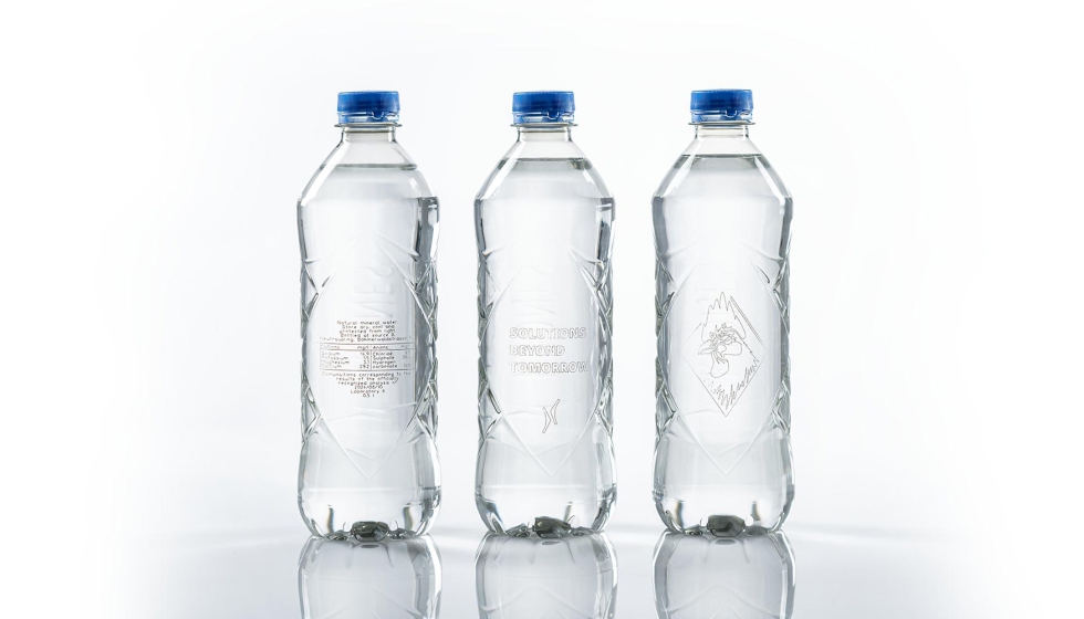 La informaci�n relevante se marca con l�ser directamente sobre la botella. Imagen: Krones