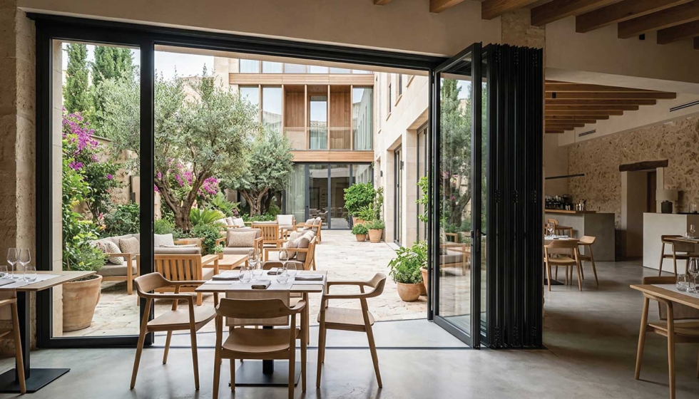 Sistema de puerta plegable de aluminio Extrual E-160