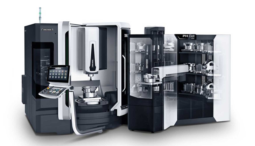DMG MORI permite el mecanizado automatizado de componentes de turbinas y otras piezas de aviaci�n en el DMU 65 monoBLOCK con la ayuda del PH Cell 300...
