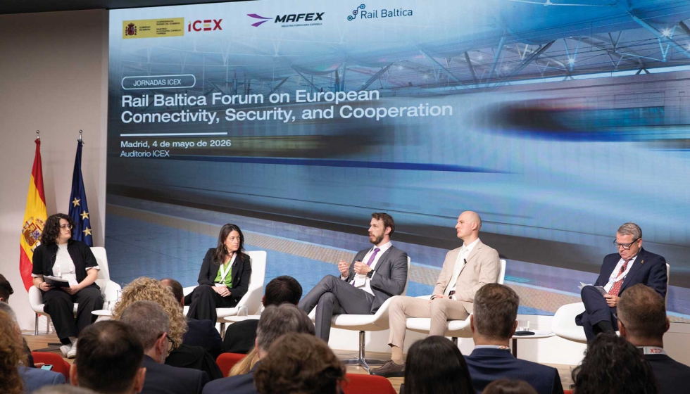Representantes institucionales y empresas durante la jornada Rail Baltica celebrada en Madrid