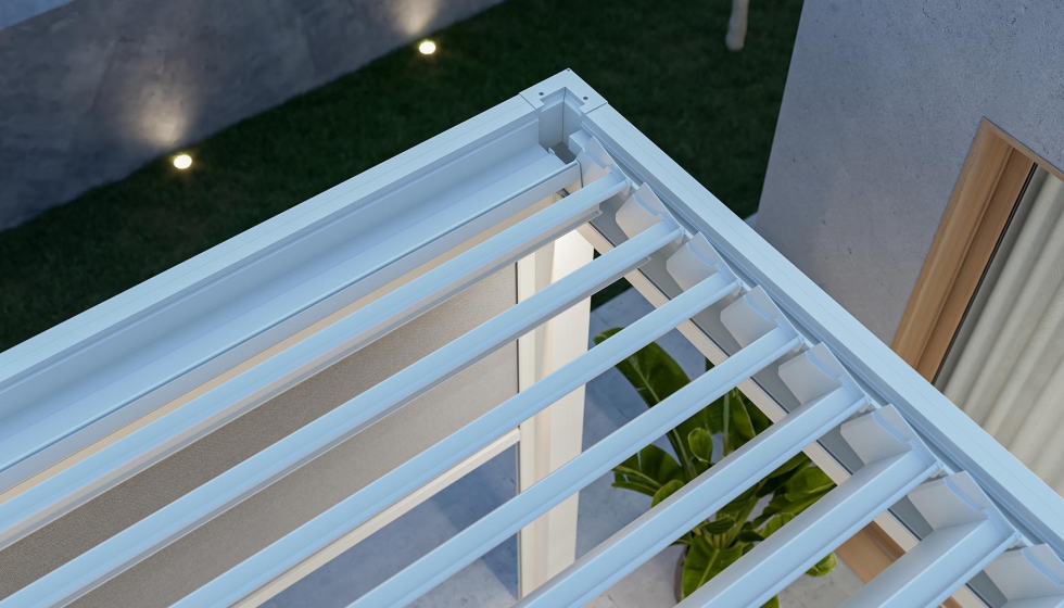 Detalle del sistema de lamas orientables de 175 mm de Kedry Neos