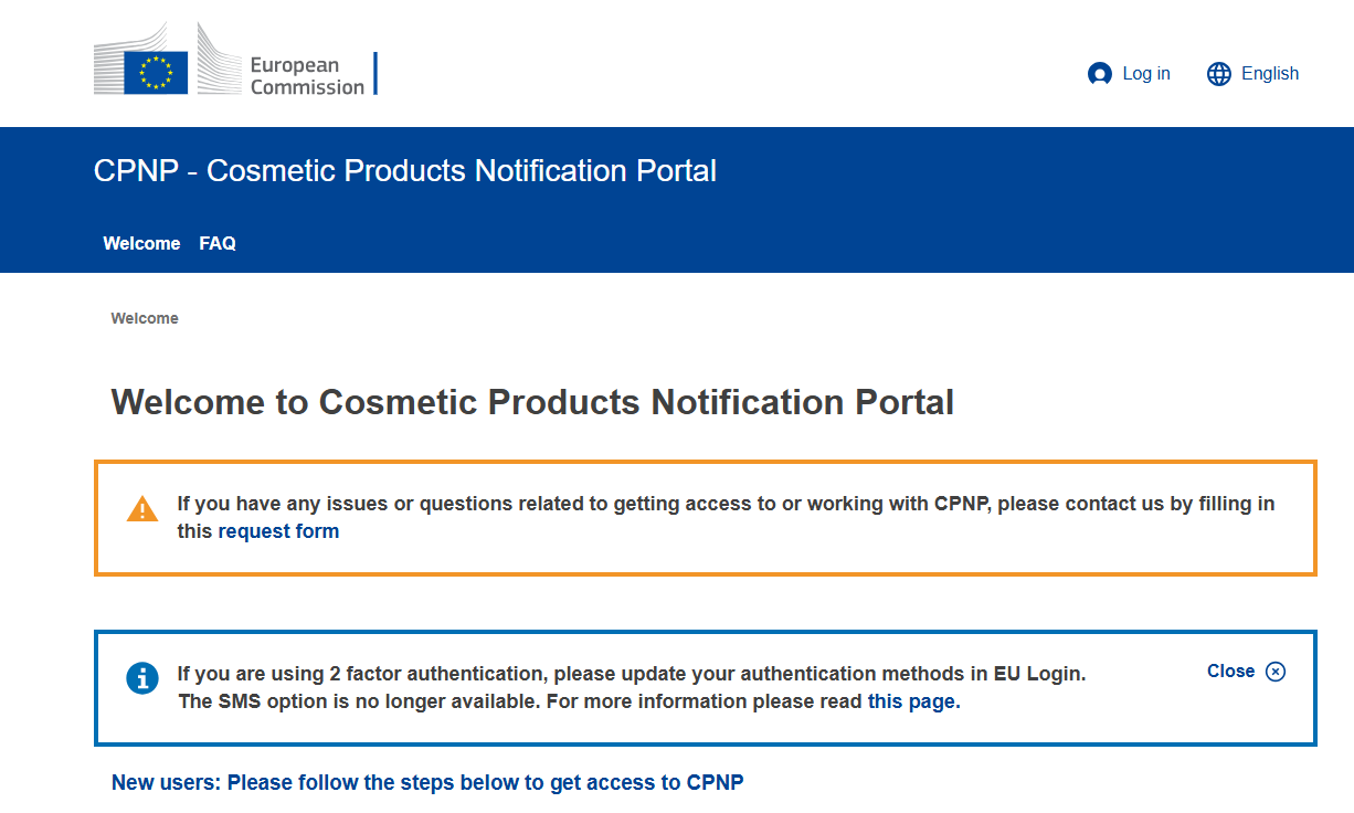 Web oficial del Portal de Notificaci�n de Productos Cosm�ticos (CPNP) de la Comisi�n Europea
