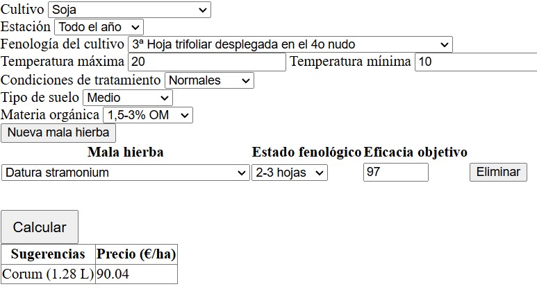 Figura 5. Alternativa de control de estramonio en post-emergencia