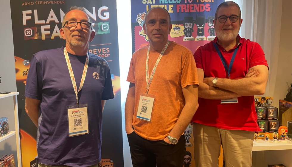 Jordi Roig, ventas nacionales, Jordi Burgu�s, resposanble, y Rafel Porta, comercial de SD Games