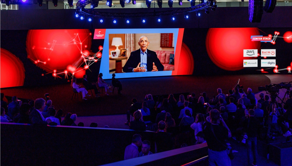 Barack Obama foi um dos convidados da Hannover Messe 2026, intervindo na confer�ncia �Ind�stria 4.0: A inova��o por si s� � suficiente? Porqu�?�...