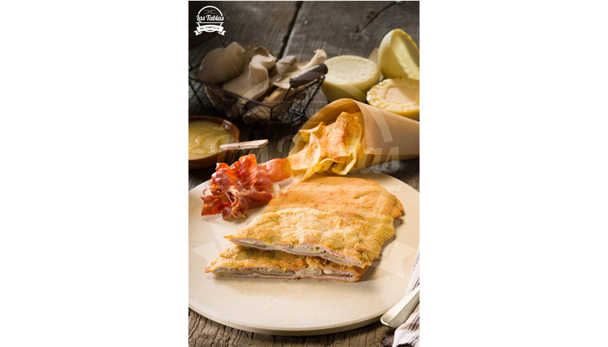 Ejemplo real de cachopo relleno de setas, queso y compota de manzana. Foto: Las Tablas del Campill�n, Juanjo Cima