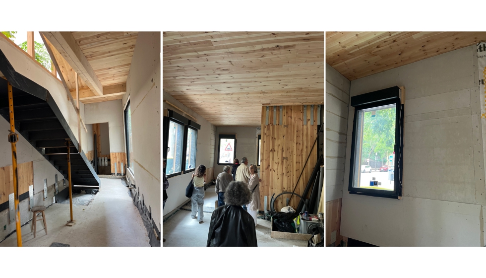 Visita al edificio construido mediante m�dulos prefabricados de entramado ligero de madera fabricados fuera de obra y ensamblados posteriormente en...