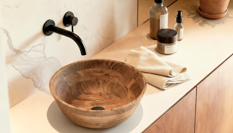 Bathco incorpora nuevos lavabos de acacia maciza a su colecci�n Wood, reforzando la tendencia hacia materiales naturales y acabados artesanales...