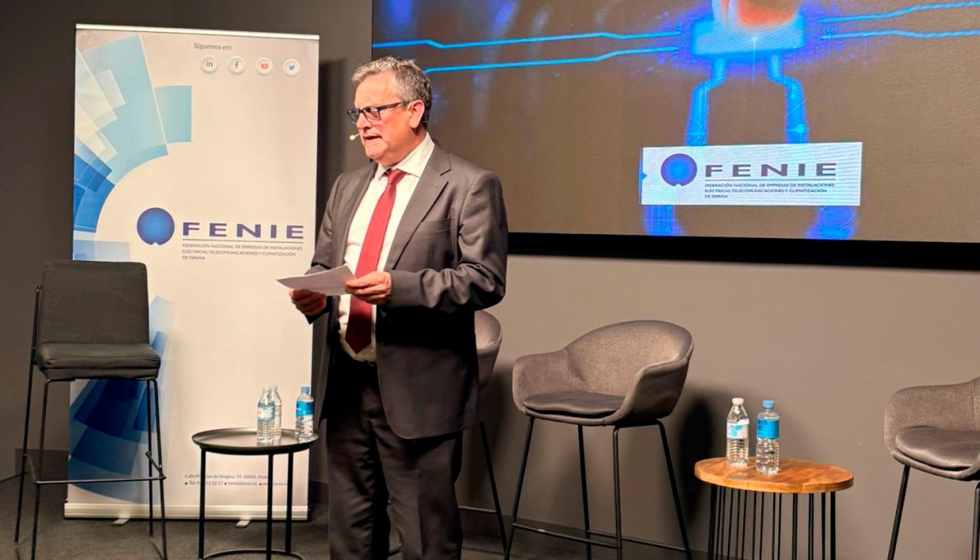 Miguel �ngel G�mez, presidente de Fenie, durante la clausura