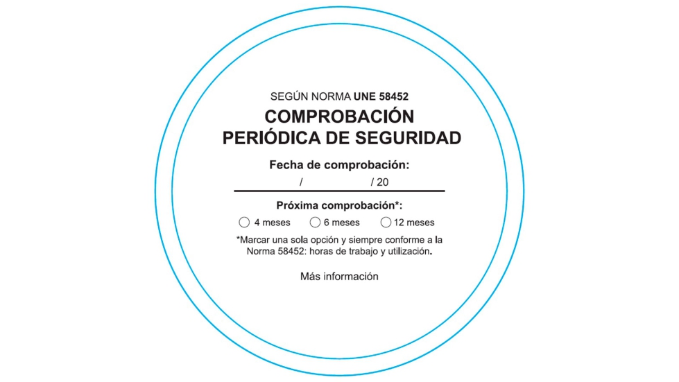 Pegatina circular id�ntica para todo el mercado, que certificar� de manera visible la comprobaci�n favorable y la fecha de la siguiente revisi�n...