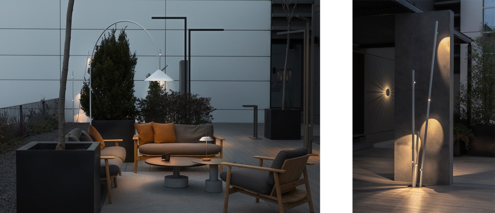 La terraza incorpora la serie Out, que proporciona una iluminaci�n difusa y poco contrastada; Mayfair Mini, con una luz suave; y la colecci�n Empty...
