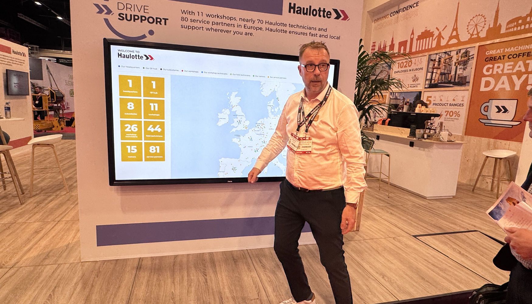 Guillaume Van Hoeck, director de Haulotte para Europa, presentando 'Drive Support'