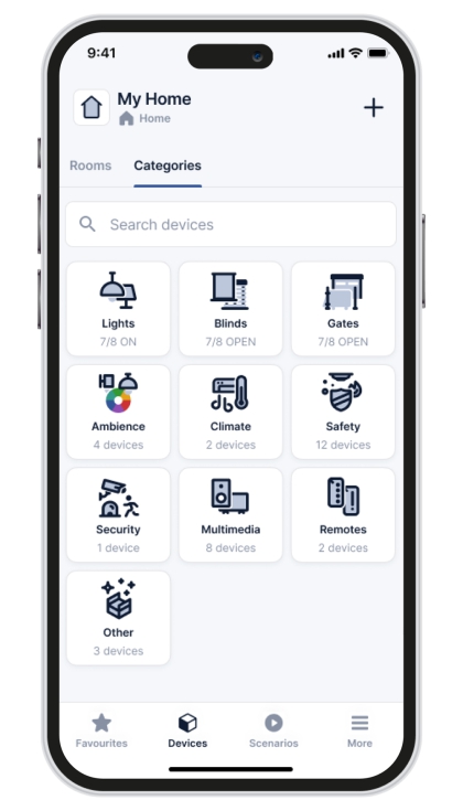 Con la app Yubii Home el accionamiento de los toldos puede realizarse mediante Smartphone o mando remoto