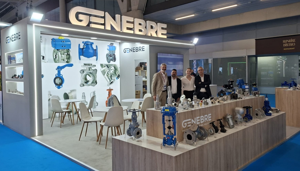 Vista del equipo de Genebre en el stand de Expoquimia 2026