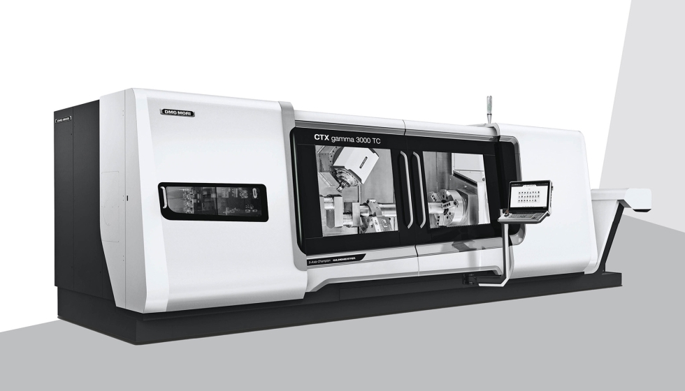 La CTX gamma 3000 TC de DMG MORI, expuesta en Bielefeld, permite el mecanizado completo de seis caras en componentes de hasta 3.000 mm de longitud...