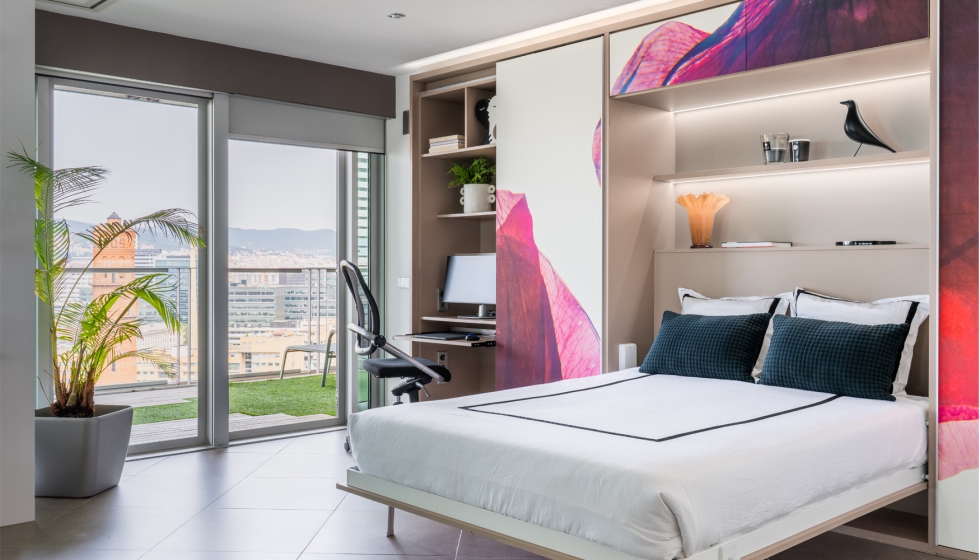 Mobiliario a medida de 118 Studio Works con cama abatible, almacenamiento integrado y espacio de trabajo